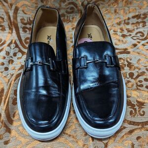 X Ray Men's 12 Black Slip On Loafers with Silver Anchor Bit